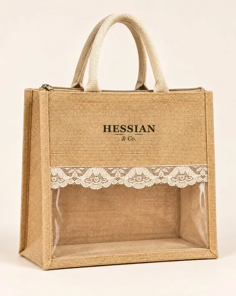 White Floral Window Tote — With Zip