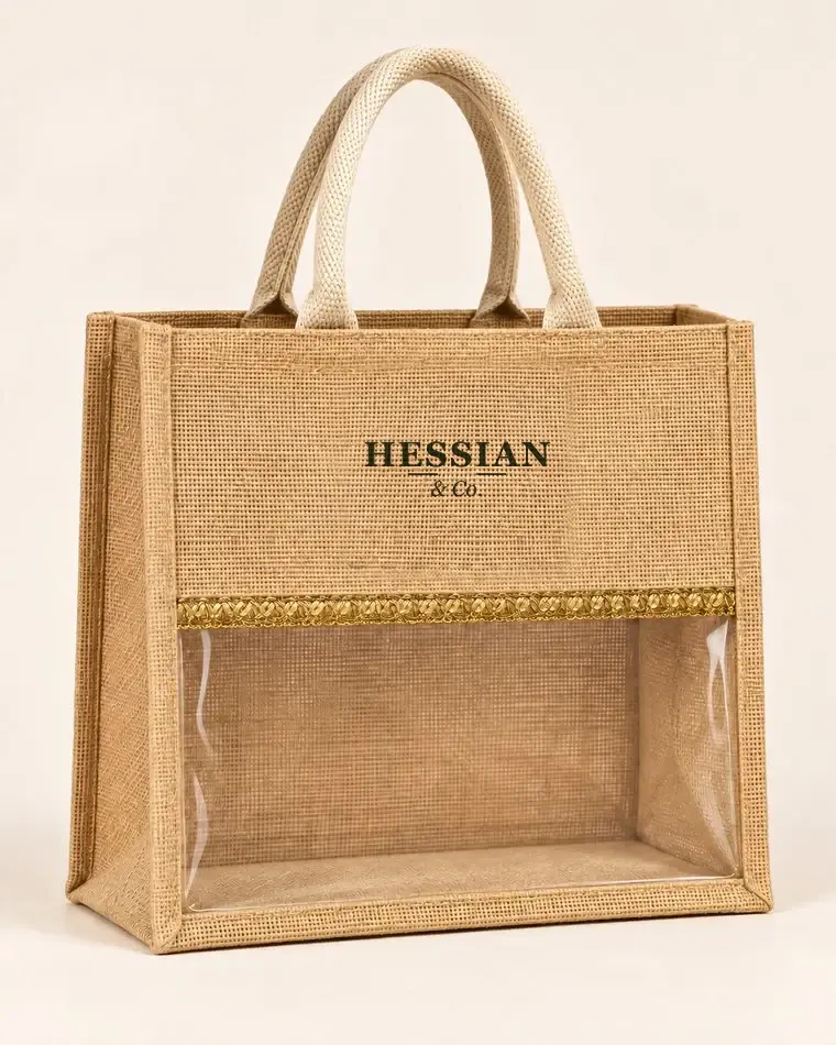 Gold Braid Window Tote — Open Top