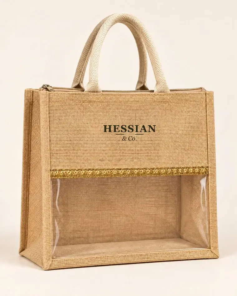Gold Braid Window Tote — With Zip
